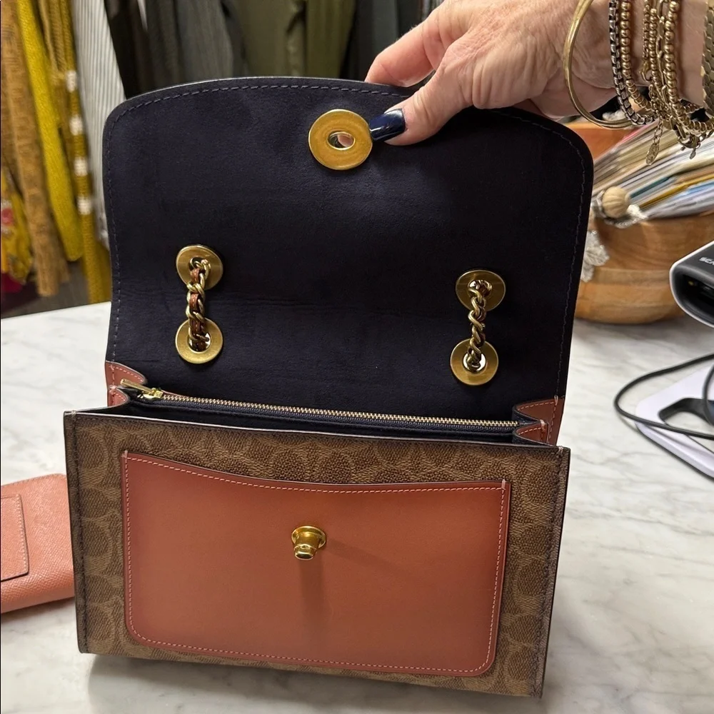 Coach Parker 18 Color Block Signature Canvas Convertible Handbag and Wallet